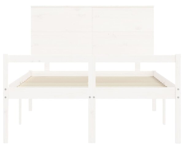 Krevet za starije s uzglavljem bijeli 120x200 cm masivnog drva - Bijela / 120 x 200 cm