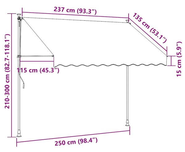 Tenda na ručno uvlačenje 250 cm narančasto-bijela prugasta - Narančasta / N/A