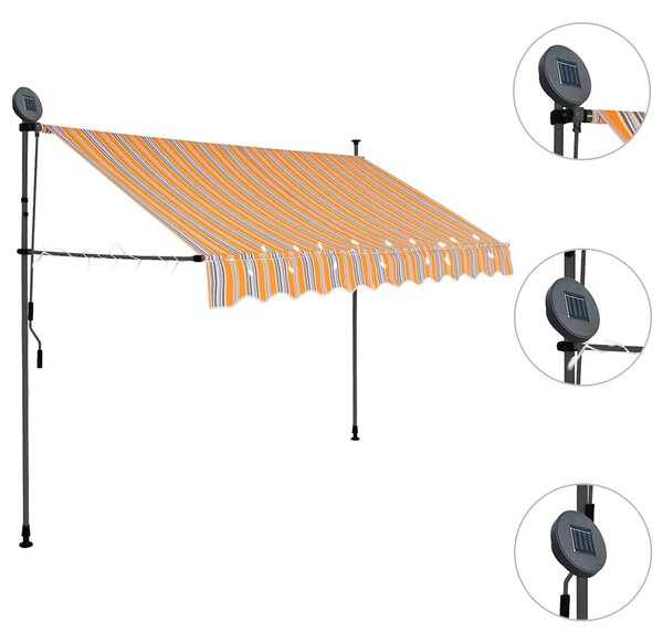Tenda na ručno uvlačenje s LED svjetlima 250 cm žuto-plava - Šarena / N/A