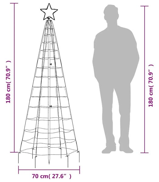 LED božićno drvce sa šiljcima 220 LED hladno bijelo 180 cm - Hladna bijela 180 cm