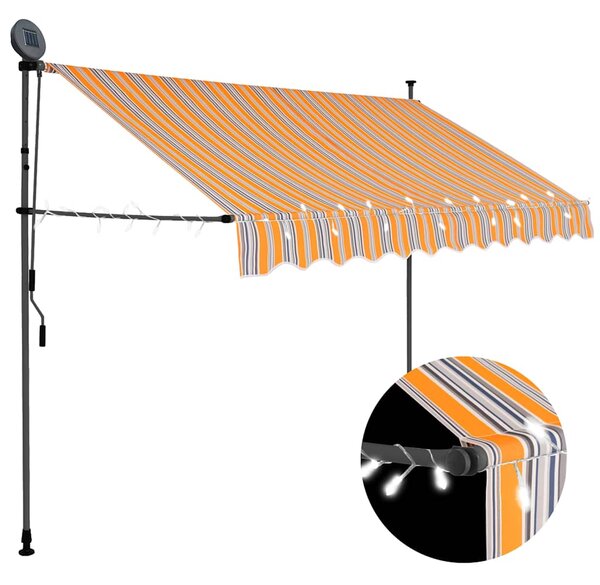 Tenda na ručno uvlačenje s LED svjetlima 250 cm žuto-plava - Šarena / N/A