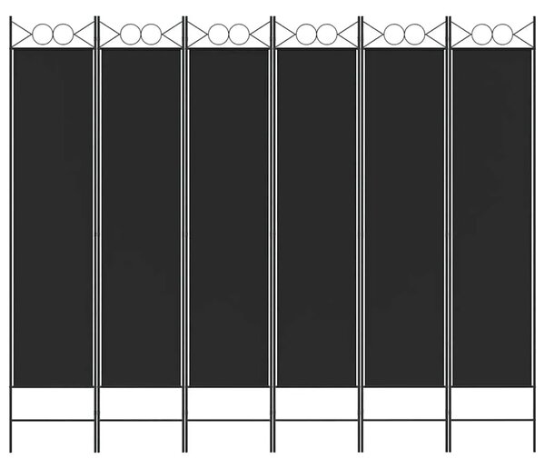 Paravan - Sobna pregrada s 6 panela crna 240x200 cm od tkanine