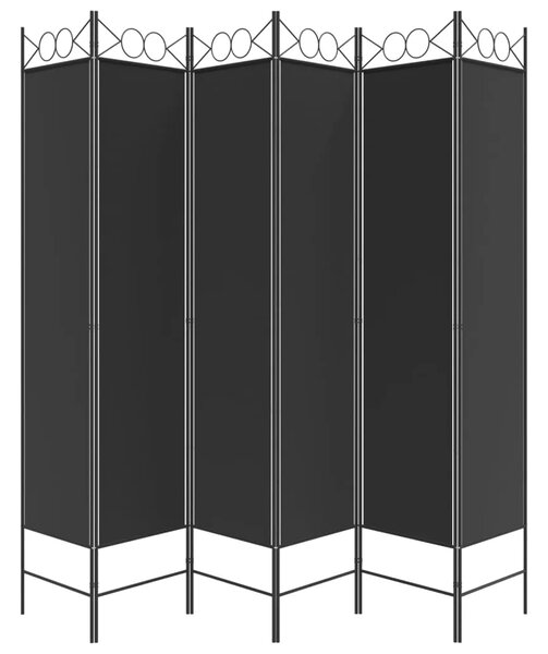 Paravan - Sobna pregrada s 6 panela crna 240x200 cm od tkanine
