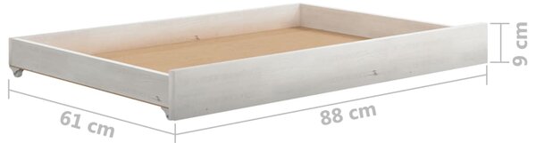 Dnevni ležaj s ladicama 90 x 200 cm bijeli od masivne borovine - Bijela / N/A