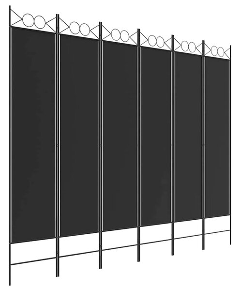 Paravan - Sobna pregrada s 6 panela crna 240x200 cm od tkanine