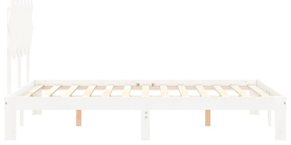 Okvir kreveta s uzglavljem bijeli mali bračni masivno drvo - Bijela / 120 x 190 cm