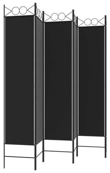 Paravan - Sobna pregrada s 6 panela crna 240x200 cm od tkanine