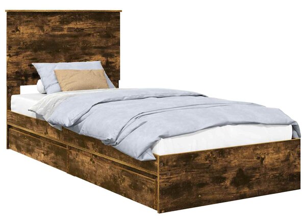 Krevet s od storage s uzglavljem Dimljeni hrast 75 x 190 cm - Smeđa / 75 x 190 cm