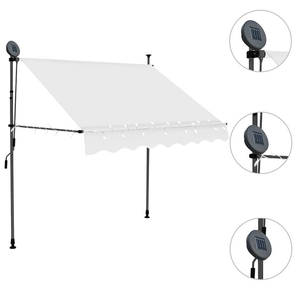 Tenda na ručno uvlačenje s LED svjetlima 150 cm krem - Krema / N/A