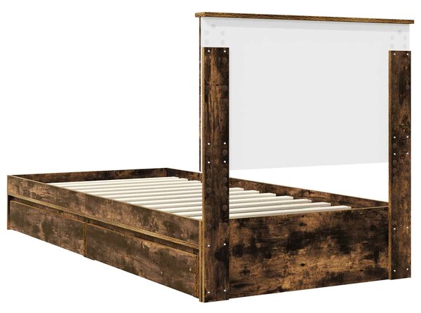 Krevet s od storage s uzglavljem Dimljeni hrast 75 x 190 cm - Smeđa / 75 x 190 cm