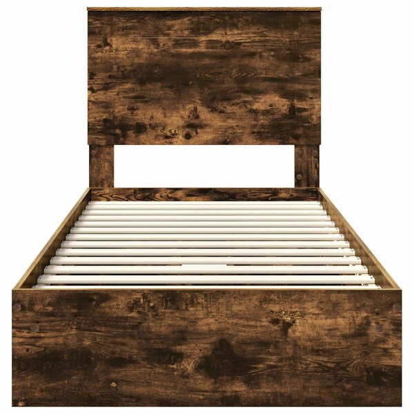 Krevet s od storage s uzglavljem Dimljeni hrast 75 x 190 cm - Smeđa / 75 x 190 cm
