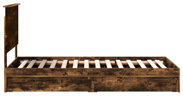 Krevet s od storage s uzglavljem Dimljeni hrast 75 x 190 cm - Smeđa / 75 x 190 cm