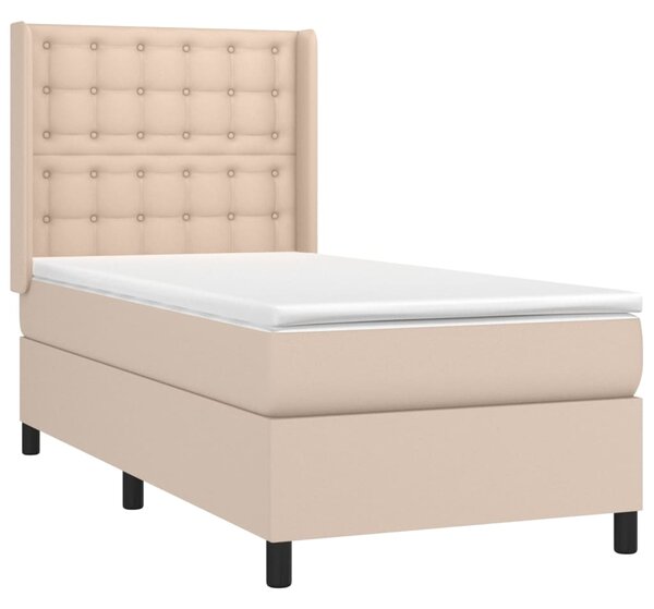 Krevet box spring i madrac LED cappuccino 80x200cm umjetna koža - Smeđa / 80 x 200 cm