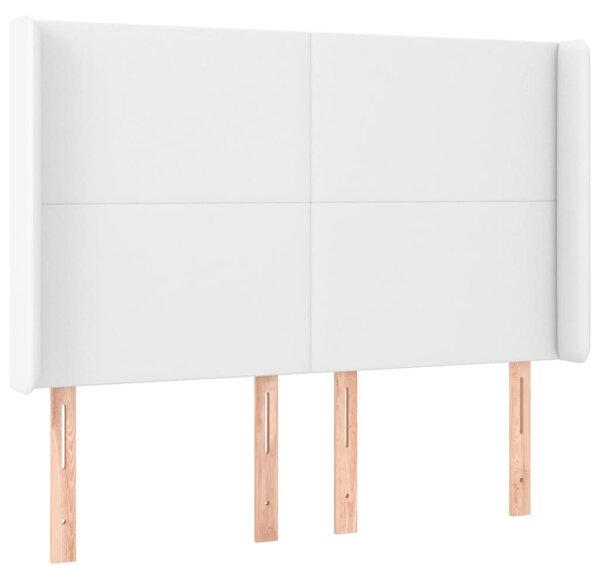 Krevet box spring s madracem LED bijeli 140x200 cm umjetna koža - Bijela / 140 x 200 cm