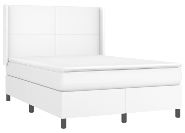 Krevet box spring s madracem LED bijeli 140x200 cm umjetna koža - Bijela / 140 x 200 cm