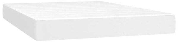 Krevet box spring s madracem LED bijeli 140x200 cm umjetna koža - Bijela / 140 x 200 cm