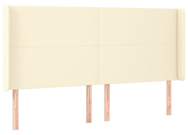 Krevet box spring s madracem LED krem 200x200cm od umjetne kože - Krema / 200 x 200 cm