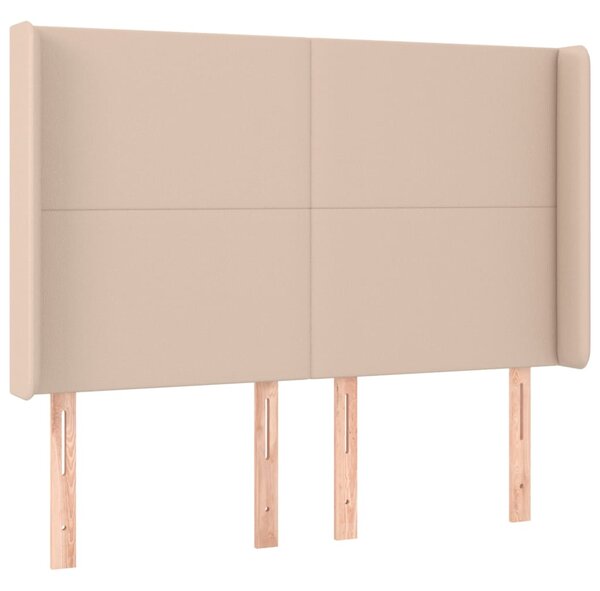 Krevet box spring madrac LED cappuccino 140x200cm umjetna koža - Smeđa / 140 x 200 cm