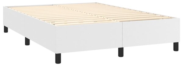 Krevet box spring s madracem LED bijeli 140x200 cm umjetna koža - Bijela / 140 x 200 cm