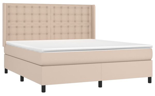 Krevet box spring madrac LED cappuccino 160x200cm umjetna koža - Smeđa / 160 x 200 cm