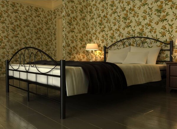 Krevet s madracem metalni crni 180 x 200 cm - Crna / 180 x 200 cm