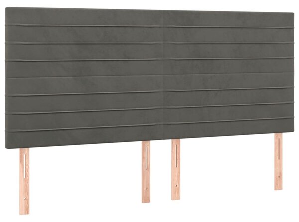 Krevet box spring s madracem LED tamnosivi 200x200 cm baršun - Siva / 200 x 200 cm