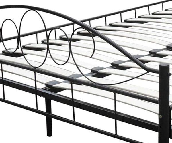 Krevet s madracem metalni crni 180 x 200 cm - Crna / 180 x 200 cm