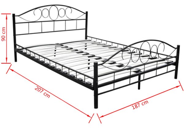 Krevet s madracem metalni crni 180 x 200 cm - Crna / 180 x 200 cm
