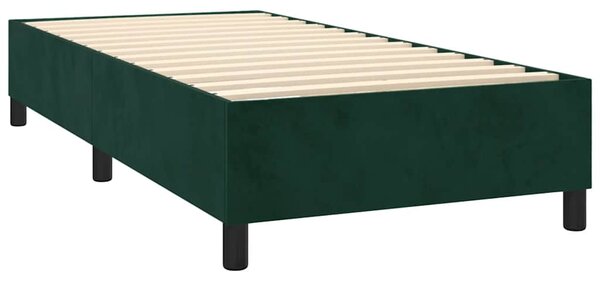 Krevet box spring s madracem LED tamnozeleni 90x200 cm baršun - Zelena / 90 x 200 cm