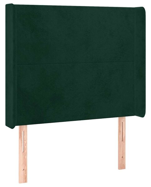 Krevet box spring s madracem LED tamnozeleni 90x200 cm baršun - Zelena / 90 x 200 cm
