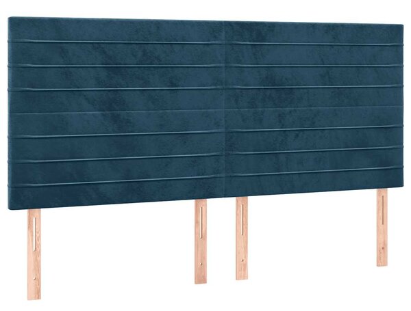Krevet box spring s madracem LED tamnoplavi 160x200 cm baršun - Plava / 160 x 200 cm
