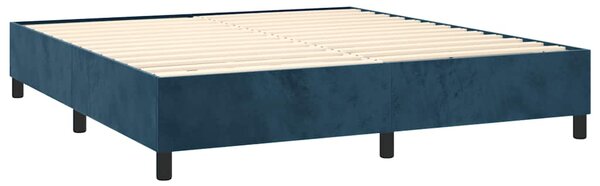 Krevet box spring s madracem LED tamnoplavi 160x200 cm baršun - Plava / 160 x 200 cm