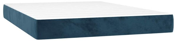 Krevet box spring s madracem LED tamnoplavi 140x190 cm baršun - Plava / 140 x 190 cm
