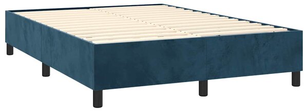 Krevet box spring s madracem LED tamnoplavi 140x190 cm baršun - Plava / 140 x 190 cm