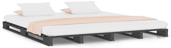 Krevet od paleta sivi 120x190 cm od masivne borovine bračni - Siva / 120 x 190 cm