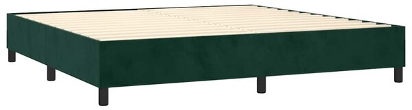 Krevet box spring s madracem LED tamnozeleni 200x200 cm baršun - Zelena / 200 x 200 cm