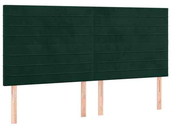 Krevet box spring s madracem LED tamnozeleni 200x200 cm baršun - Zelena / 200 x 200 cm