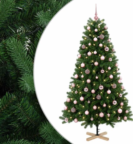 Umjetno božićno drvce s kuglicom 180 cm 300 LED lampica - 180 cm s LED-ima i ružičastim lopticama