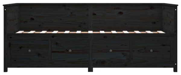 Dnevni ležaj crni 75x190 cm od masivne borovine - Crna / 75 x 190 cm