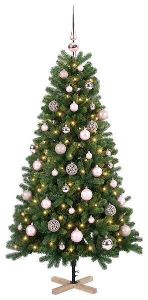 Umjetno božićno drvce s kuglicom 120 cm 150 LED lampica - 120 cm s LED-ima i ružičastim lopticama