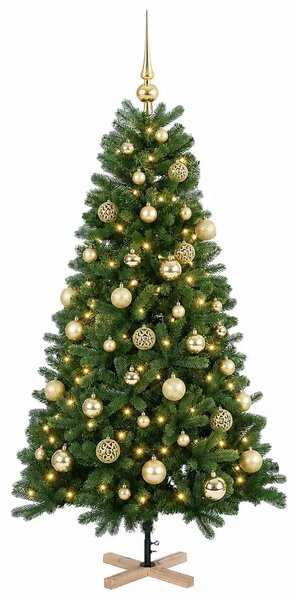 Umjetno božićno drvce s kuglicom 120 cm 150 LED lampica - 120 cm s LED žaruljama i zlatnim kuglicama