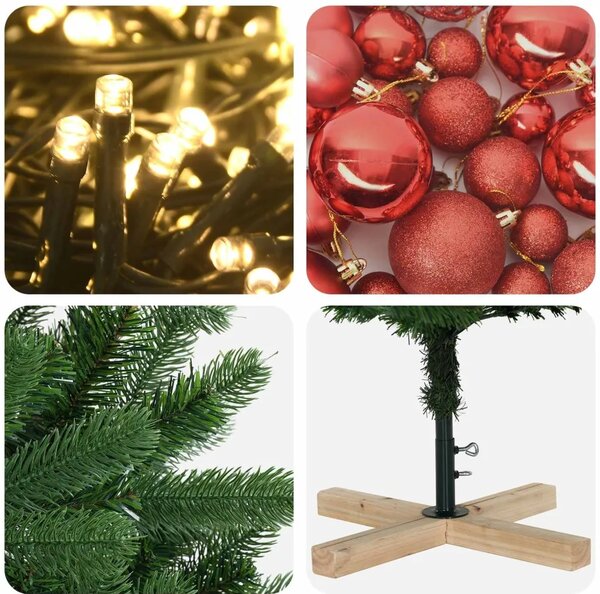 Umjetno božićno drvce s kuglicom 120 cm 150 LED lampica - 120 cm s LED-ima i crvenim lopticama