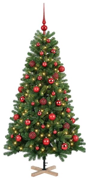 Umjetno božićno drvce s kuglicom 120 cm 150 LED lampica - 120 cm s LED-ima i crvenim lopticama