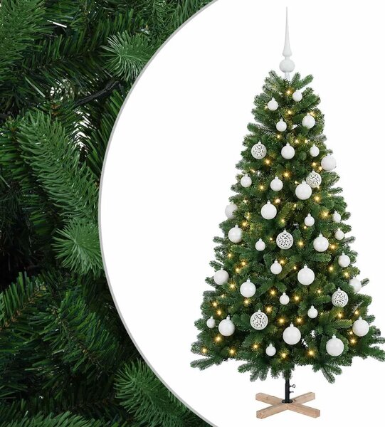 Umjetno božićno drvce s kuglicom 120 cm 150 LED lampica - 120 cm s LED žaruljama i bijelim kuglicama