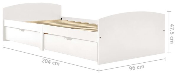 Okvir kreveta s 2 ladice bijeli od masivne borovine 90 x 200 cm - Bijela / N/A