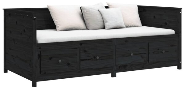 Dnevni ležaj crni 75x190 cm od masivne borovine - Crna / 75 x 190 cm