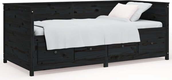 Dnevni ležaj crni 75x190 cm od masivne borovine - Crna / 75 x 190 cm