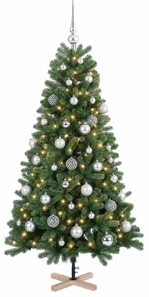 Umjetno božićno drvce s kuglicom 120 cm 150 LED lampica - 120 cm s LED-ima i srebrnim lopticama