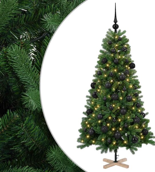 Umjetno božićno drvce s kuglicom 120 cm 150 LED lampica - 120 cm s LED-ima i crnim lopticama