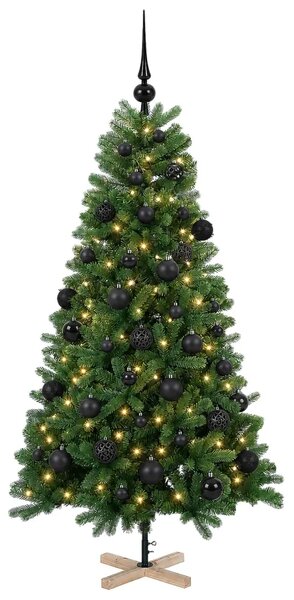 Umjetno božićno drvce s kuglicom 120 cm 150 LED lampica - 120 cm s LED-ima i crnim lopticama